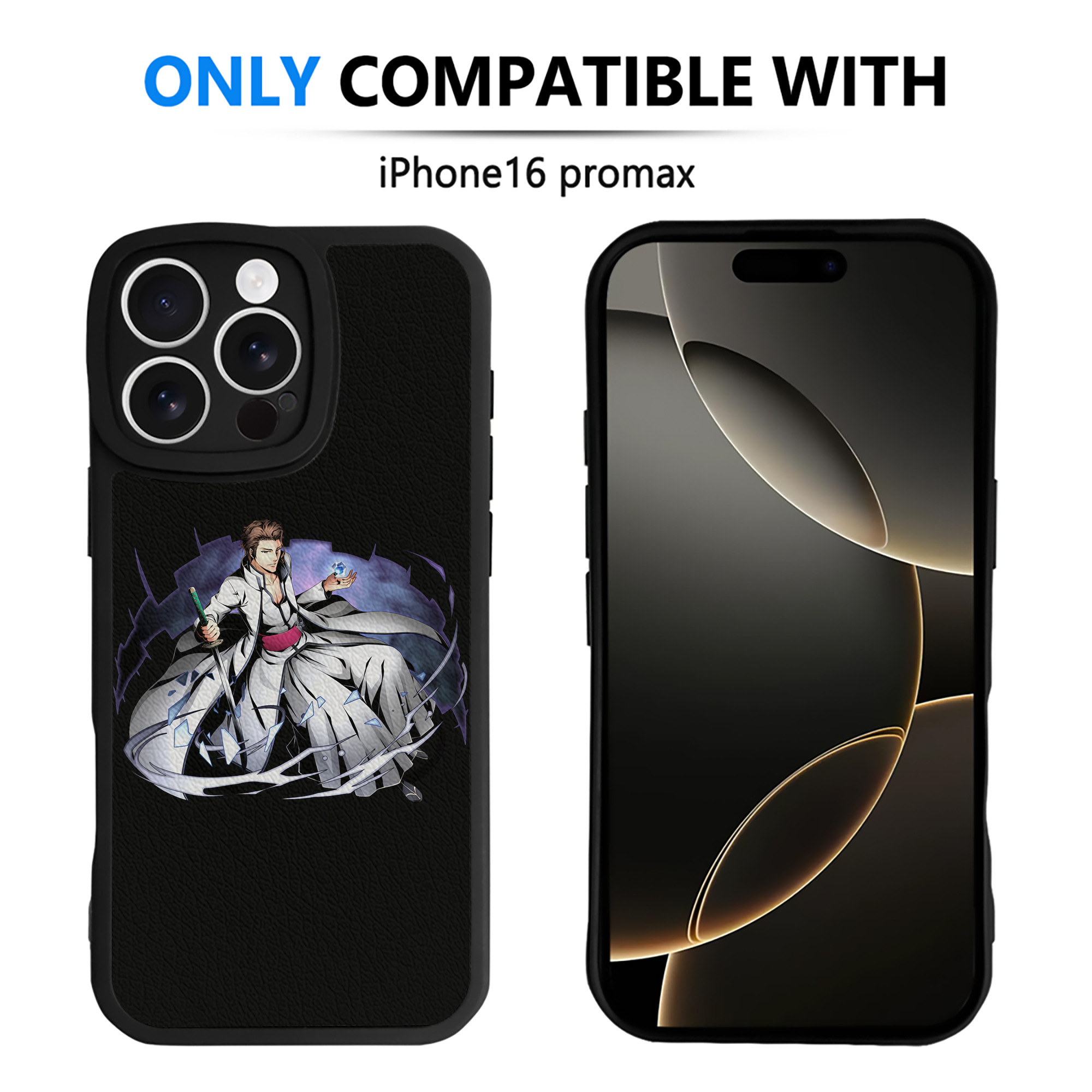 （画像用） ブリーチ 藍染 惣右介（あいぜん そうすけ） BLEACH Aizen Sousuke 【iPhone 16シリーズ対応】シリコンスマホケース（レザー調） 材質：シリコン